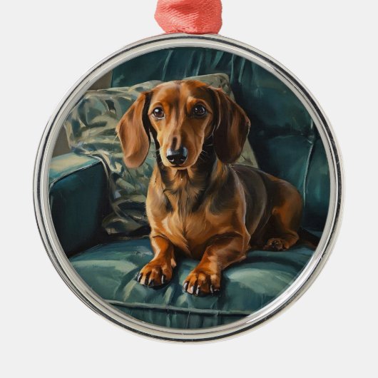 Dachshond Metalen Ornament (Voorkant)