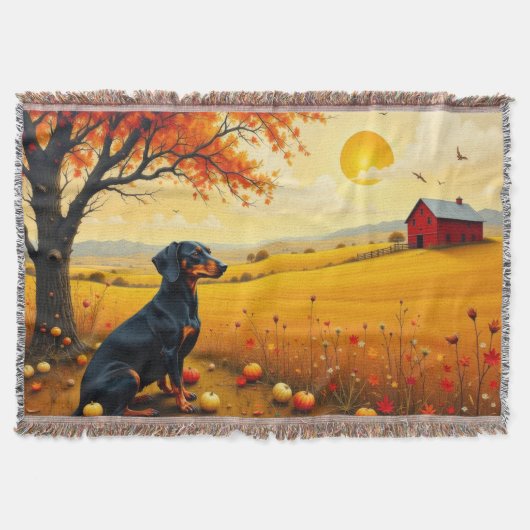 Dachshond op de boerderij bij zonsondergang deken (Voorkant)