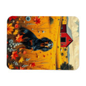 Dachshond op de boerderij in de herfst magneet (Horizontaal)