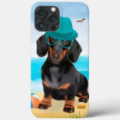 Dachshond op het strand Case-Mate iPhone case (Achterkant)