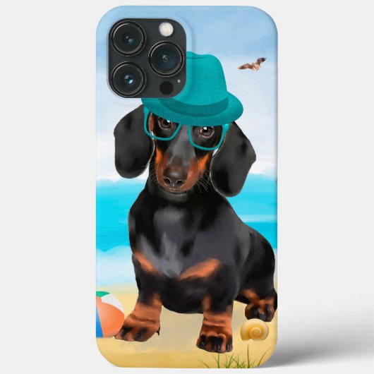 Dachshond op het strand Case-Mate iPhone case (Achterkant)