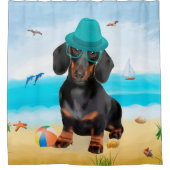 Dachshond op het strand douchegordijn (Voorkant)