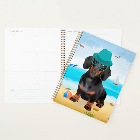 Dachshond op het strand planner (Display)