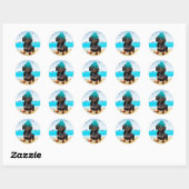 Dachshond op het strand ronde sticker (Vel)