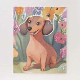 Dachshond Pup | Waterverf Hondenhuisdier Legpuzzel