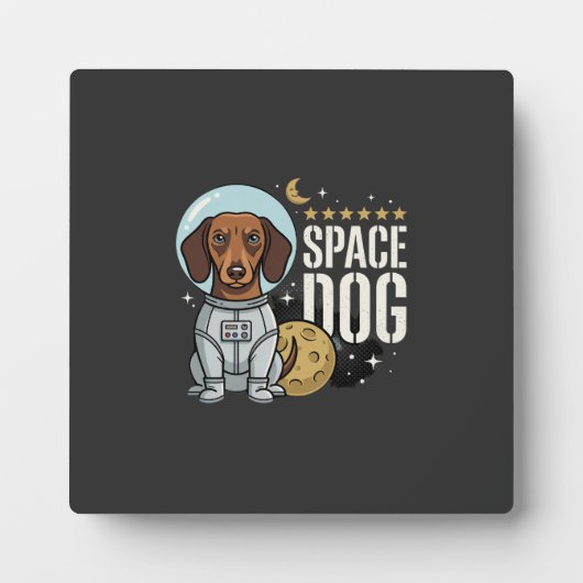 Dachshond Ruimte Hond Astronaut Vector Fotoplaat (Voorkant)