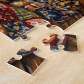 Dachshond rustend in een knus winter raammandje legpuzzel (Zijkant)
