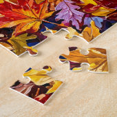 Dachshond rustend in kleurrijke herfstbladeren legpuzzel (Zijkant)
