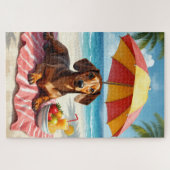 Dachshond Strand Relax Scene Legpuzzel (Horizontaal)