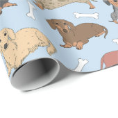 dachshond variëteit patroon cadeaupapier (Rol Hoek)