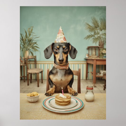 Dachshond Verjaardag Pannenkoekenfeest Poster (Voorkant)