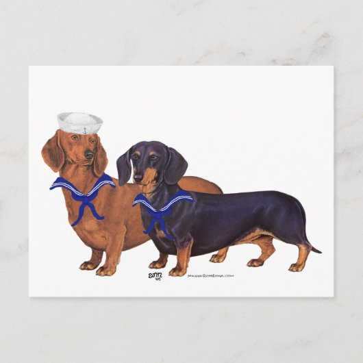 Dachshond Zeelieden Briefkaart (Voorkant)