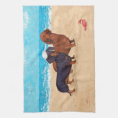 Dachshonden aan de Strand Handdoek (Verticaal)