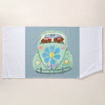 Dachshonden in een Hippie Auto