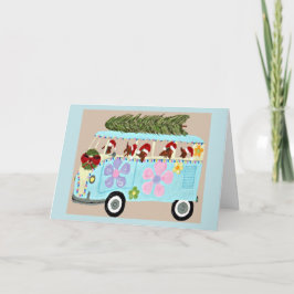 Dachshonden in hun Kerstmis Hippie Busje Kaart