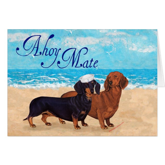 Dachshonden op het Strand (Voorkant Horizontaal)