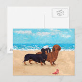 Dachshonden op het Strand Briefkaart (Voorkant / Achterkant)