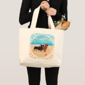 Dachshonden op het Strand Grote Tote Bag (Voorkant (product))
