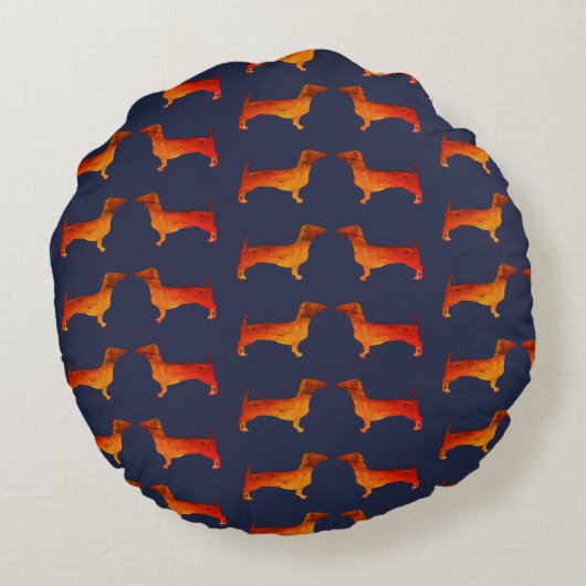 Dachshonden Rond Kussen (Achterkant)