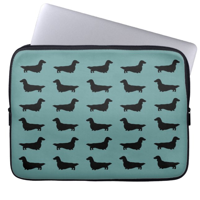 Dachshondenpatroon (Langharige Dachshonden) Laptop Sleeve (Voorkant)