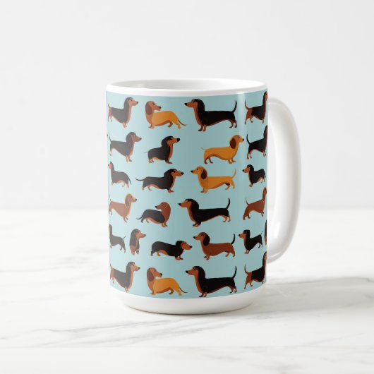 Dachshun Dogs Pattern Mug Koffiemok (Voorkant rechts)