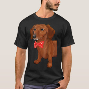 Dachshund-2-zijdig lange teckel met boog Stropdas T-shirt