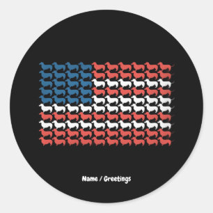 Dachshund 4 juli Amerikaanse vlag patriottisch Ronde Sticker