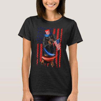 Dachshund 4 juli Dog Mannen Women American Flag T-shirt