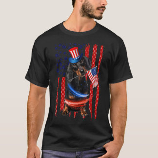 Dachshund 4 juli Dog Mannen Women American Flag T-shirt