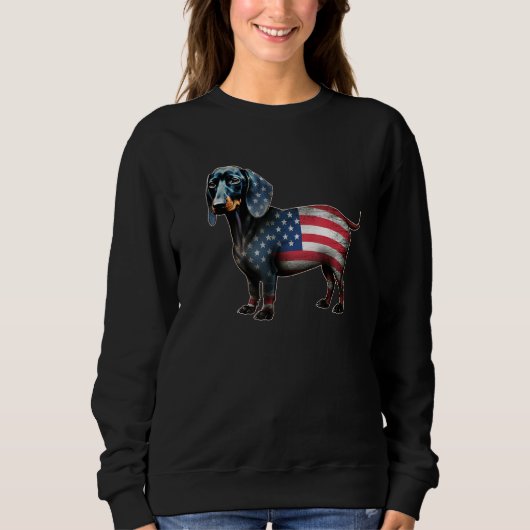 Dachshund 4th of July American Flag Dog  Men Women Trui (Voorkant)