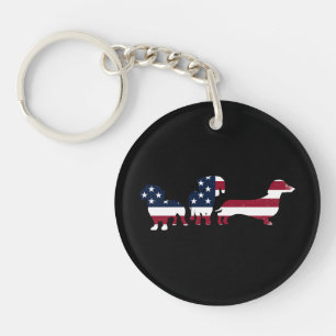 Dachshund 4th of July Patriottische Wiener Honden Sleutelhanger