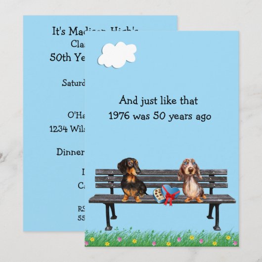 Dachshund 50e Jaar Reünie Uitnodiging (Voorkant / Achterkant)