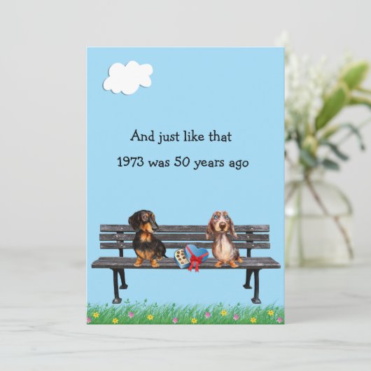 Dachshund 50ste jaar reünie kaart (Staand voorkant)