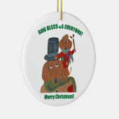 Dachshund "A KerstCarol" Tiny Tim Keramisch Ornament (Rechts)