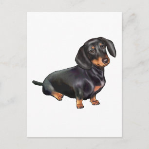 Dachshund (A) - Zwart en Lichtbruin Briefkaart