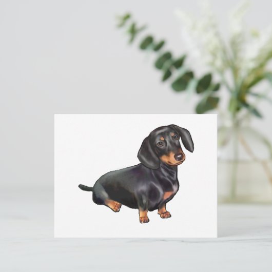 Dachshund (A) - Zwart en Tan Briefkaart (Staand voorkant)