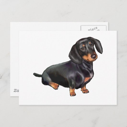 Dachshund (A) - Zwart en Tan Briefkaart (Voorkant / Achterkant)
