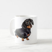 Dachshund (A) - Zwart en Tan Koffiemok (Voorkant links)
