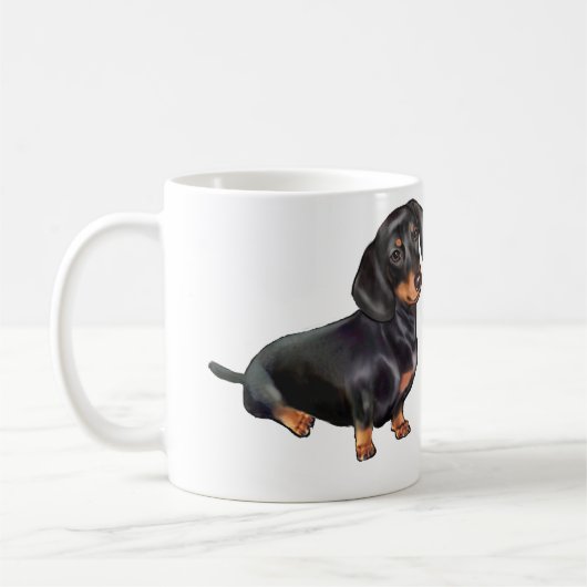 Dachshund (A) - Zwart en Tan Koffiemok (Links)