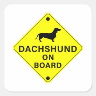 Dachshund aan boord Grappige Hond Bumper Vierkante Sticker