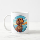 Dachshund aan het strand koffiemok (Links)