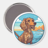 Dachshund aan het strand magneet (Voorkant / Achterkant)
