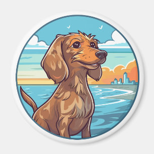 Dachshund aan het strand magneet