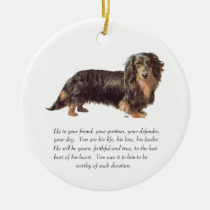 Dachshund Aandenken - Mannelijk Keramisch Ornament