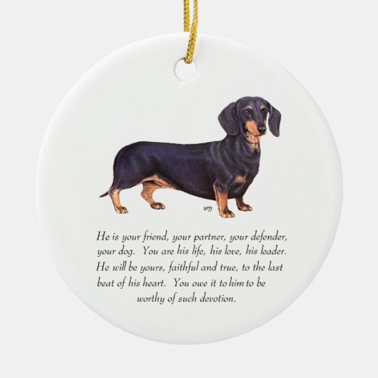 Dachshund Aandenken - Mannelijk Keramisch Ornament (Voorkant)