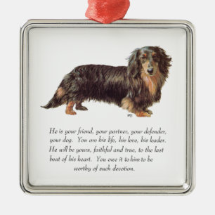 Dachshund Aandenken - Mannelijk Metalen Ornament