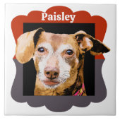 Dachshund, aangepast lijst patroonfoto tegeltje (Voorkant)