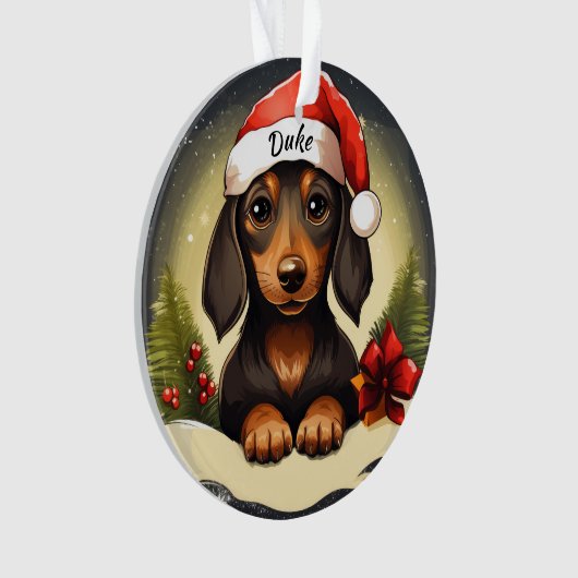 Dachshund Aangepaste Kerstversiering Ornament (voorkant)