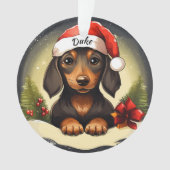 Dachshund Aangepaste Kerstversiering Ornament (voorkant)