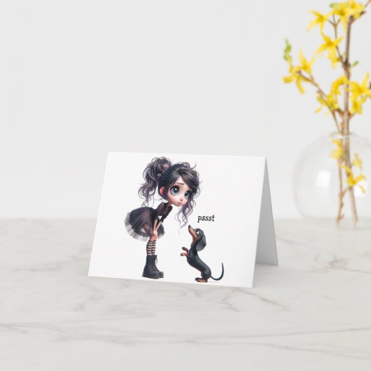 Dachshund Aanmoediging Kaart (Gele Bloem)